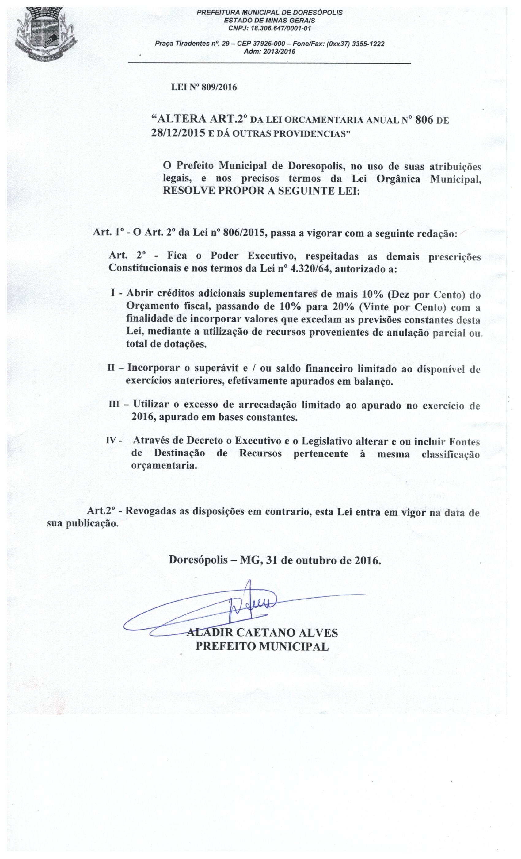 Lei nº 809-2016 31 de Outubro de 2016.jpeg